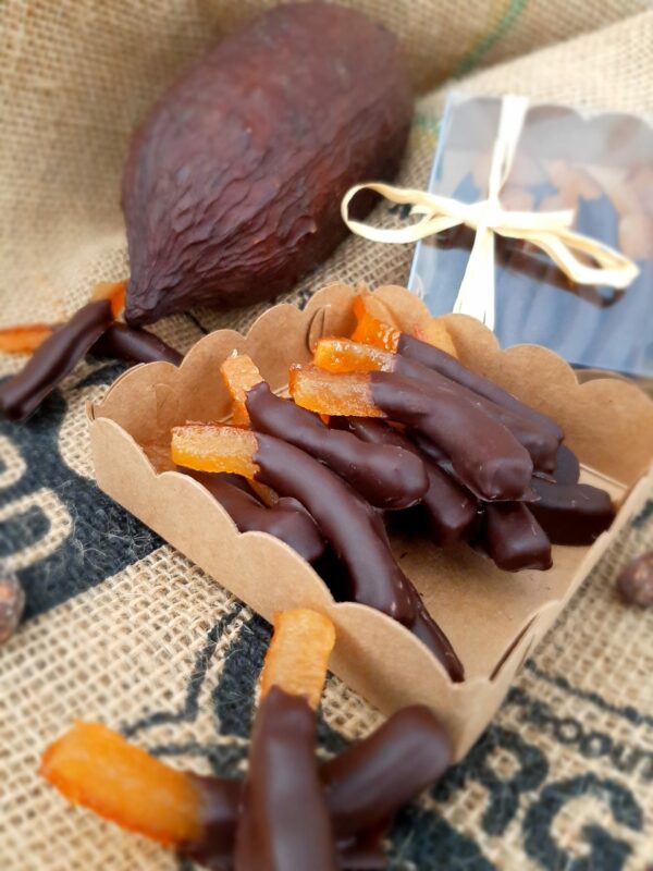 Orangettes enrobées chocolat noir