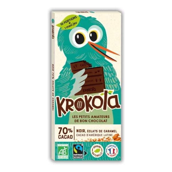 Krokola Tablette Bio Chocolat Noir 70% Eclats de Caramel