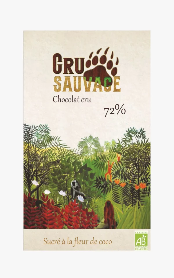Tablette chocolat noir cru sauvage