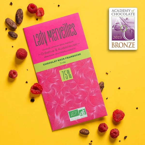 Tablette Lady Merveilles Chocolat noir Inde 75% Framboise – Image 2